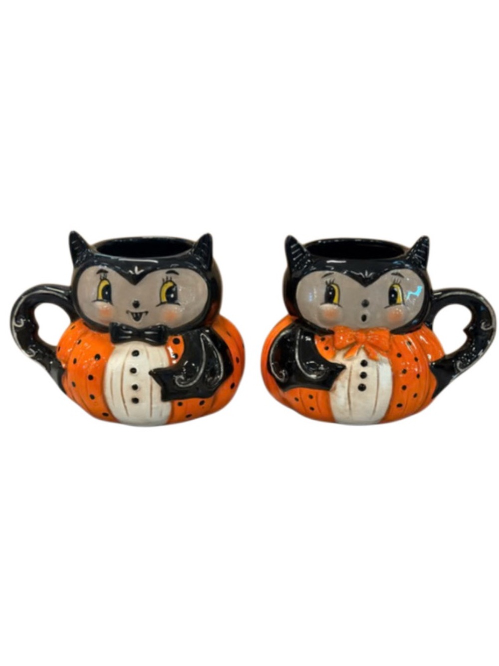 Johanna Parker Mr & Mrs Bat Pumpkin Peep Mug Set